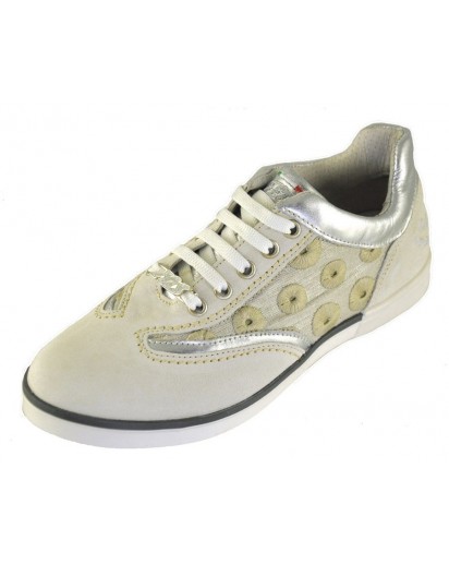 SNEAKER PELLE E CAM.GHIACCIO + TESS.RIC.