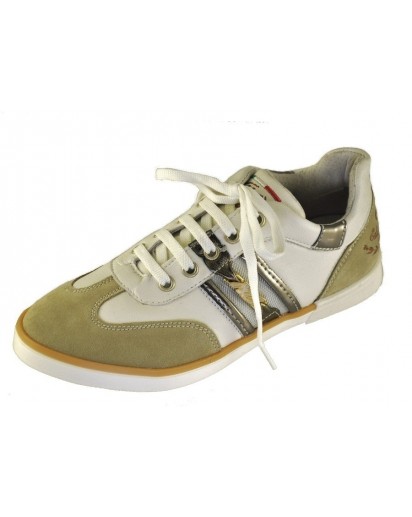 SNEAKER PELLE BIANCO/CAMOSCIO BEIGE