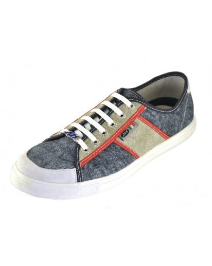 SNEAKER TELA BLU/BEIGE