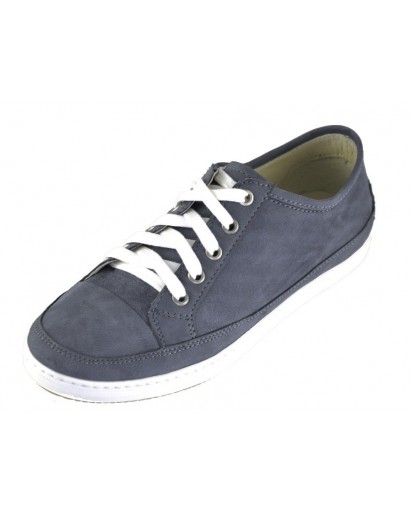 SNEAKER PELLE BIANCO + NABUK JEANS
