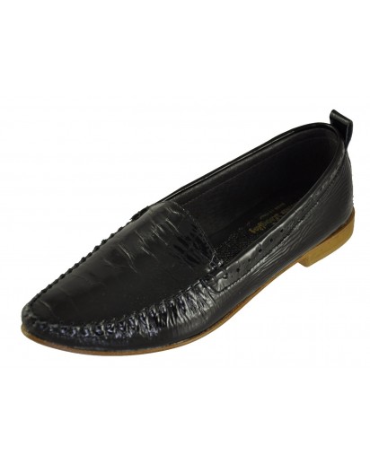 MOCASSINO IN VERNICE CROCCO NERO