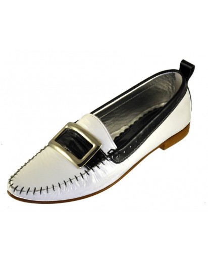 MOCASSINO IN PELLE NAPLAK BIANCO/NERO