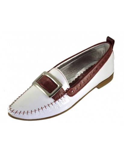 MOCASSINO IN PELLE NAPLAK BIANCO/ROSSO
