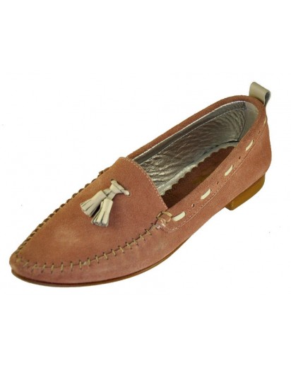 MOCASSINO IN PELLE SCAM. LILA/ROSA