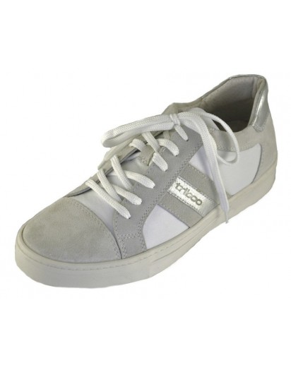 SNEAKER PELLE E CAMOSCIO BIANCO