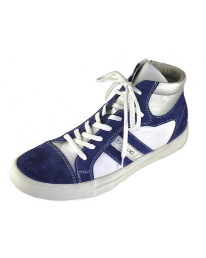 SNEAKER ALTO PELLE BIANCO E CAM.BLUETTE
