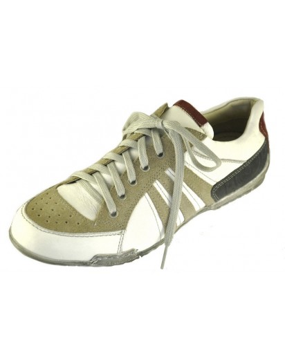 SNEAKER PELLE BIANCO + CAMOSCIO GHIACCIO