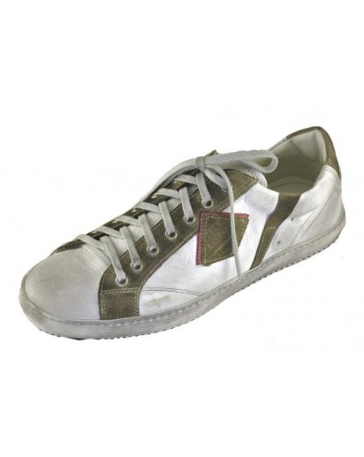 SNEAKER PELLE BIANCO + CAM.BEIGE SPORCAT
