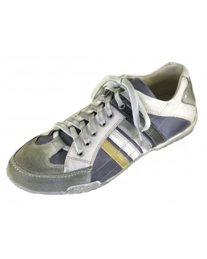 SNEAKER PELLE BLU E BIANCO SPORCO+CAM.GR