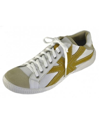 SNEAKER BIANCO +CAM.BEIGE E INS. GIALLI