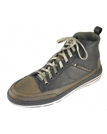 SNEAKER ALTO PELLE COL.TAUPE E T.MORO