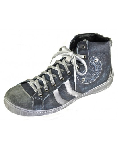 SNEAKER ALTO BLU MACCHIATO + CAM.GRIGIO