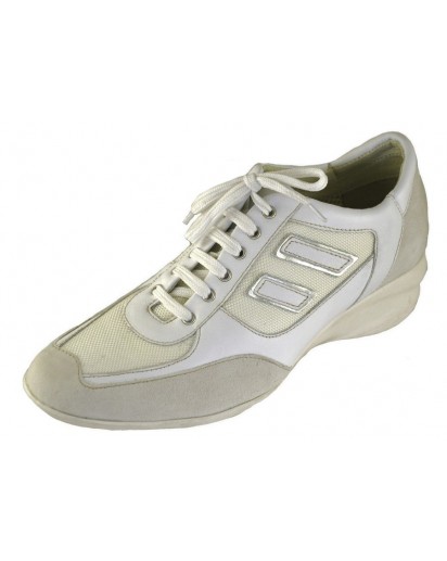 SNEAKER PELLE, CAMOSCIO E TESSUTO BIANCO