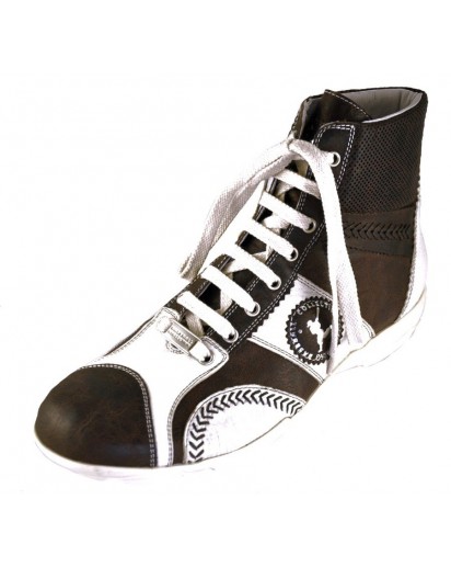 SNEAKER PELLE ALLACCIATO T.MORO/PANNA