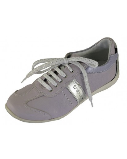 SNEAKER BIMBO PELLE GLICINE/LAM.ARGENTO
