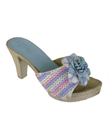 ZOCCOLO RAFIA MULTICOLOR AZZURRO