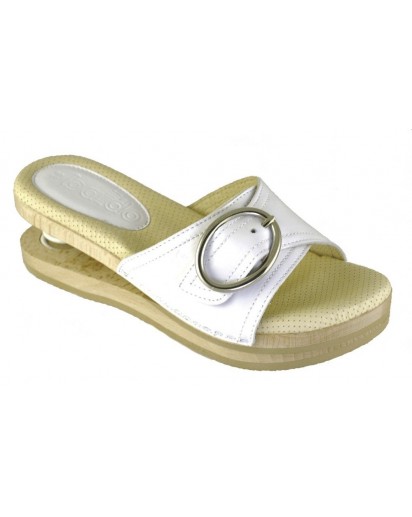 ZOCCOLO PELLE BIANCO FIBBIA + MOLLE BALD