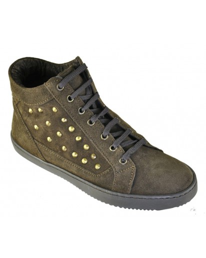 SNEAKER LACCIO CAMOSCIO T.MORO + BORCHIE