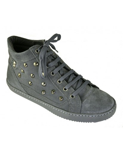 SNEAKER LACCIO CAMOSCIO GRIGIO + BORCHIE