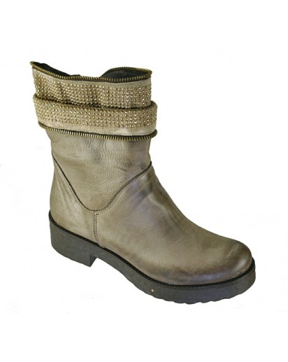 STIVALETTO NABUK TAUPE, CERNIERA + BORCH
