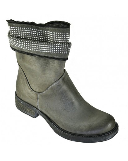 STIVALETTO NABUK GRIGIO, CERNIERA + BORC