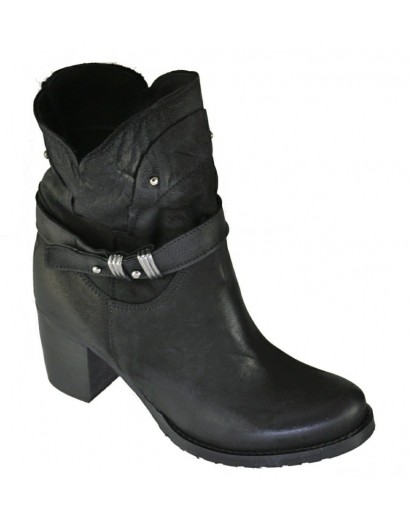 STIVALETTO CON CINTURINO NABUK NERO SPAZ