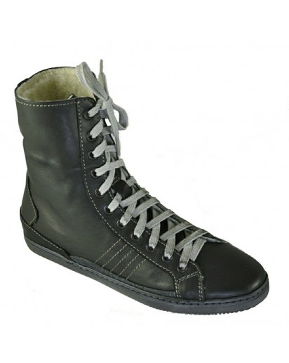 SNEAKER ALTO VITELLO NERO FODERA LANA