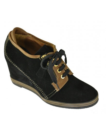 SNEAKER ALTO CAMOSCIO NERO ZEPPA 70MM