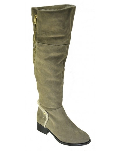 STIVALE CAMOSCIO TAUPE FODERA MONTONE