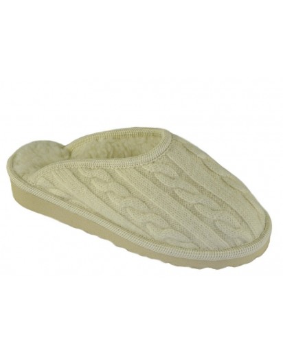 CIABATTA IN TESS.MAGLIA A TRECCIA BEIGE