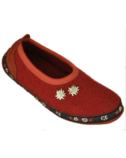 PANTOFOLA + 2 STELL.MET.LANA COTTA ROSSO