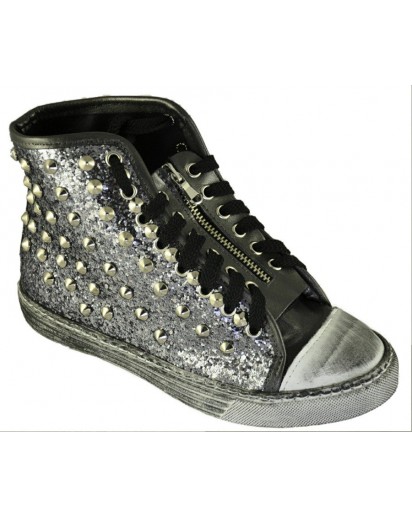 SNEAKER LACCIO+BORCHIE PELLE/GLITTER ARG