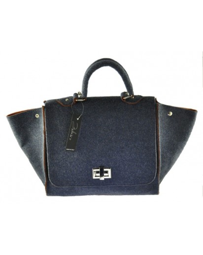 BORSA A PORTAFOGLIO IN FELTRINO BLU
