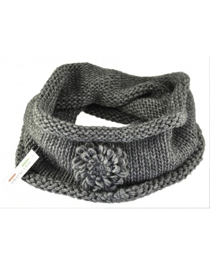 SCALDACOLLO LANA CON FIORE GRIGIO