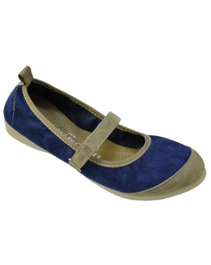 BALLERINA PELLE SCAMOSCIATA BLU/TAUPE
