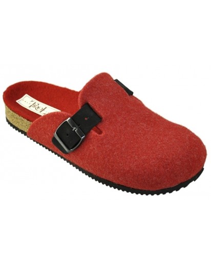 CIABATTONE FIBBIA IN FELTRINO ROSSO