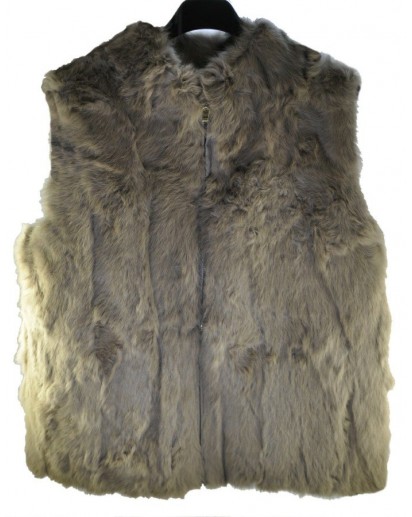 GILET LAPIN VISONE CON CERNIERA
