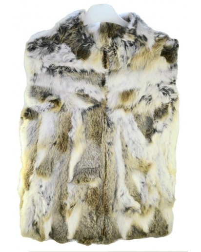 GILET LAPIN BEIGE CON CERNIERA