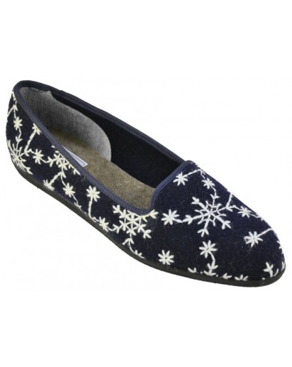 SCARPETTA PANTOFOLA FELTRO BLU RICAMATA
