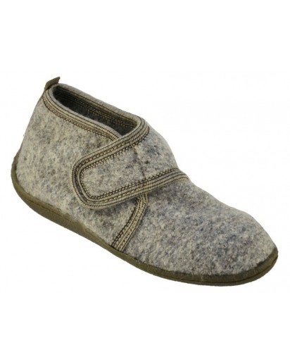 PANTOFOLA CINT.VELCRO LANA COTTA GRIGIO