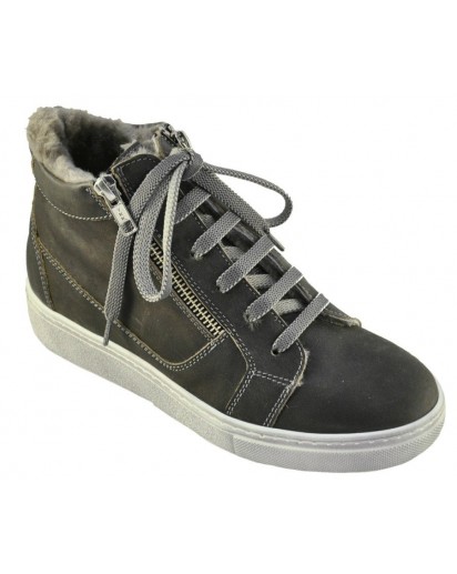 SNEAKER ALLACCIATO PELLE INGR.GRIGIO