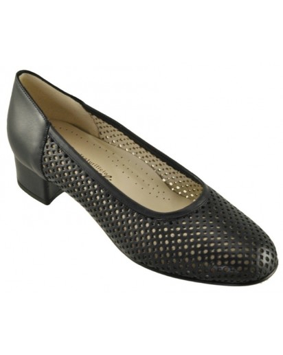 DECOLLETE` NAPPA BLU FORATO TACCO 30