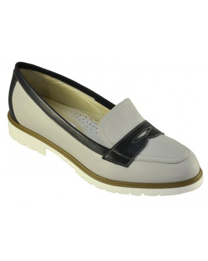 SCARPA A MOCASSINO NAPPA GRIGIO RIP.BLU
