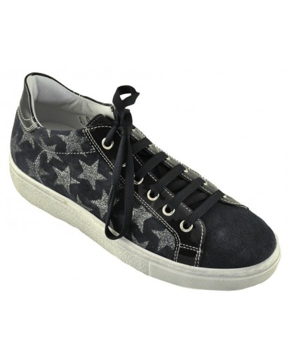 SNEAKER ALLACCIATO CAMOSCIO BLU STAMPATO