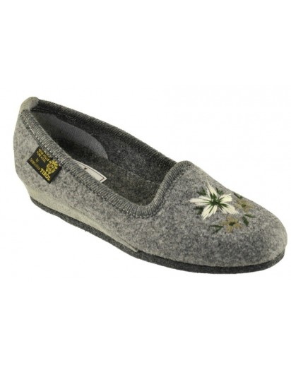 PANTOFOLA FELTRO GRIGIO RIC.FIORI S.FELT