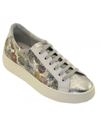 SNEAKER ALLACC. BIANCO-ARGENTO-FIORI