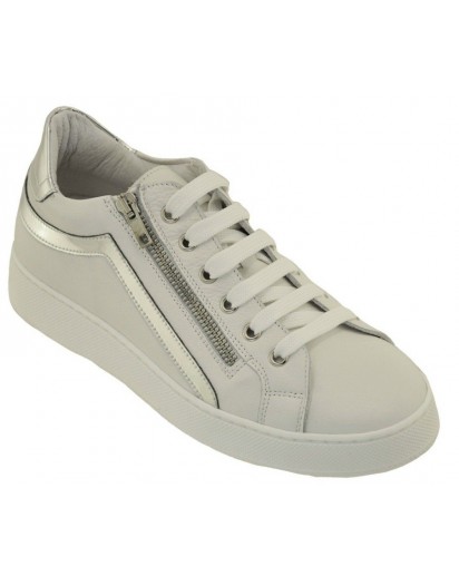 SNEAKER ALLACC. CON CERNIERA BIANCO-ARG.