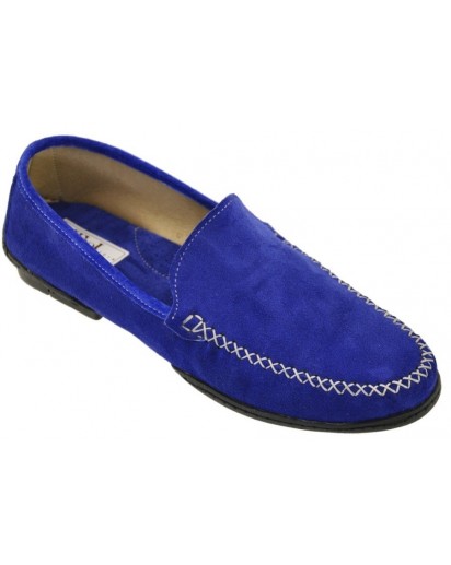 MOCASSINO CAMOSCIO BLUETTE S.GOMMA CUCIT