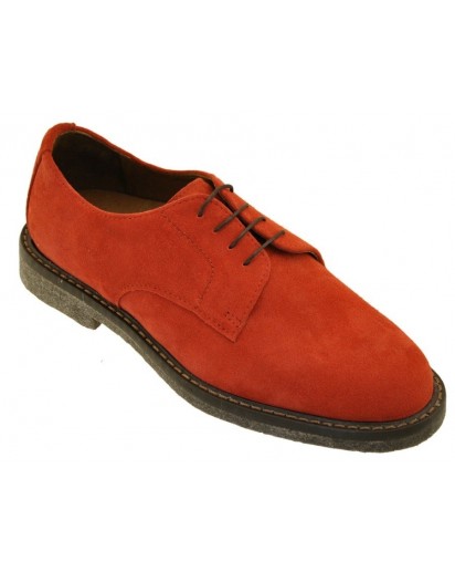 DERBY CAMOSCIO ROSSO SUOLA CREPE CUCITA