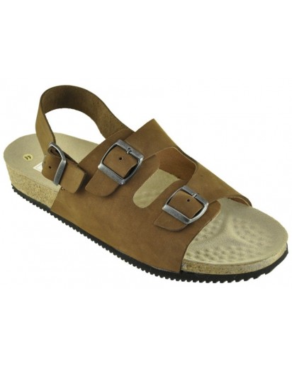 73CF SANDALO 3 FIBBIE NABUK NOCE